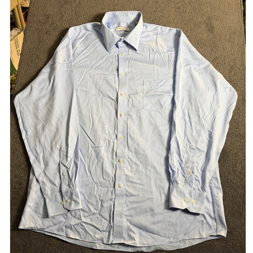 Joseph Abboud Mens Blue Herringbone Dress Shirt 18 36/37 Tall Regular Non Iron